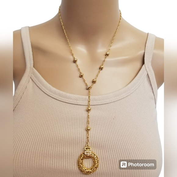 TABORA DESIGNER INSPIRED GOLDTONED DROP STYLE RING PENDANT CHAIN NECKLACE - Picture 1 of 7